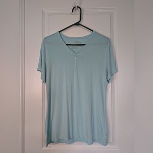 Little Sleepies Women’s Short Sleeve Pajama Top Light Blue Size Small